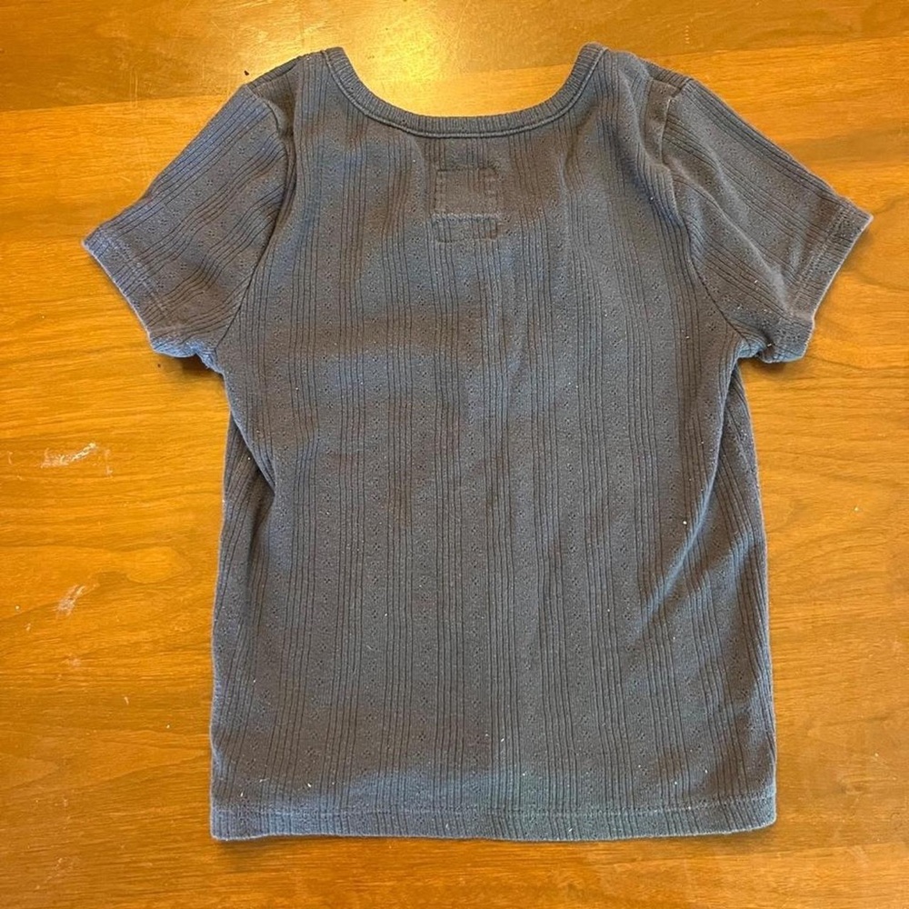 GAP Girls Navy Ribbed Short-Sleeve Tee